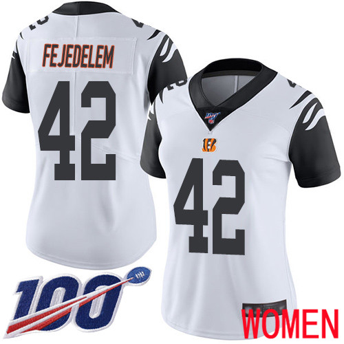 Cincinnati Bengals Limited White Women Clayton Fejedelem Jersey NFL Footballl 42 100th Season Rush Vapor Untouchable